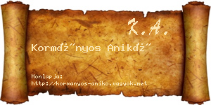 Kormányos Anikó névjegykártya