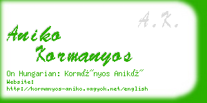 aniko kormanyos business card